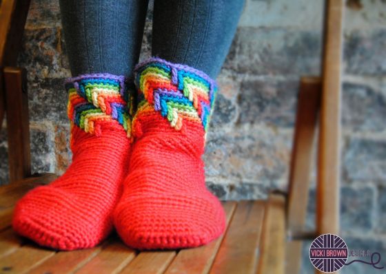 Rainbow Slipper Socks Crochet Pattern
